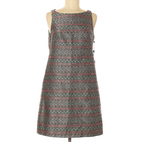 NWT ADRIANNA PAPELL Beaded Jacquard Shift Dress - Picture 2 of 8